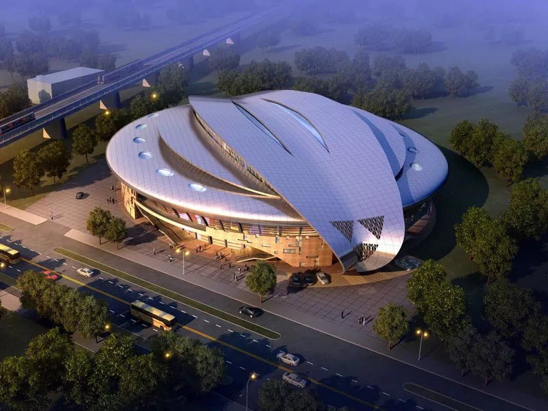 Construción do estadio prefabricado con estrutura de aceiro