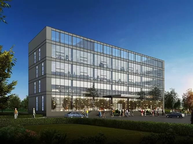 Edificio moderno de oficinas de aceiro prefabricado